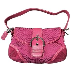 Y2K Vintage Coach Pink Suede & Leather Soho Bag